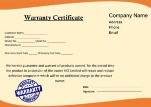 Warranty Certificate for Interior Work (Word - PDF File)