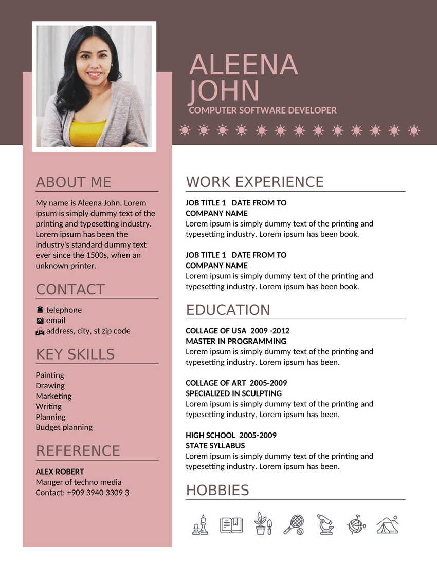 Modern CV Template Word Free Download For Freshers