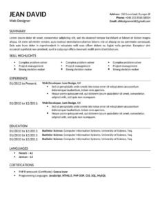 Simple Resume Format With Photo Download In Ms Word