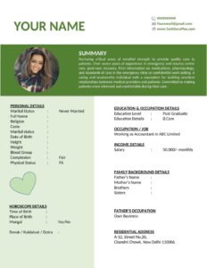 Stylish Marriage Biodata-Word Format (.docx & .PDF) Download