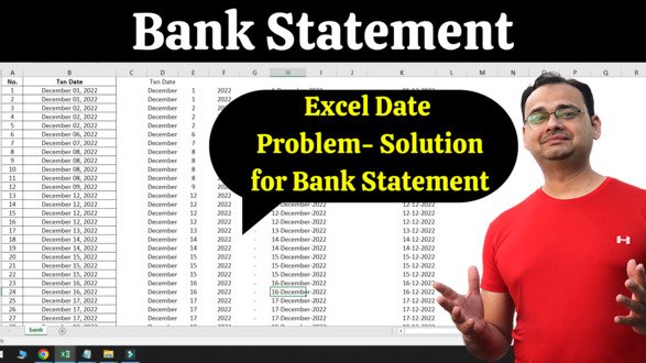 Excel Date Problem Solution for bank Statement