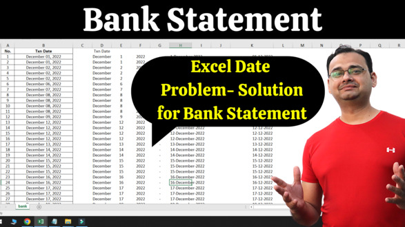 Excel Date Problem Solution for bank Statement