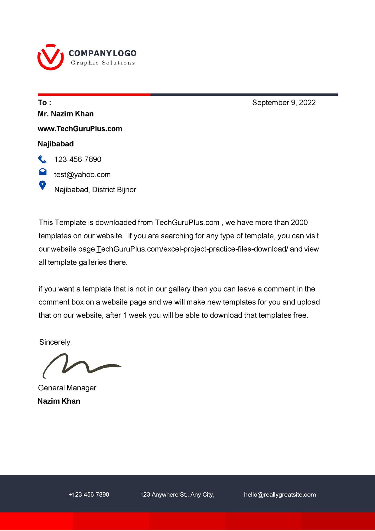 Editable Modern Letterhead Design In Word Free Download docx PDF 