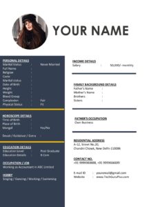 Download - Template For Marriage Biodata (Word-PDF) Editable