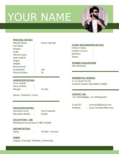 Download - Marriage Biodata Format (Word-PDF) Editable