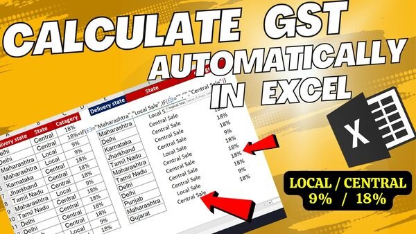 Calculate GST Automatically in Excel Local Central Tax