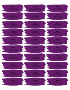 Brushstroke labels 30 per page Template in Word (.Docx File Download)
