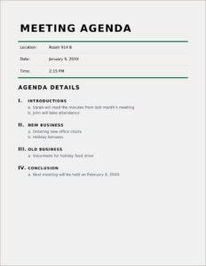 Classic meeting agenda Template in Word (.Docx File Download)