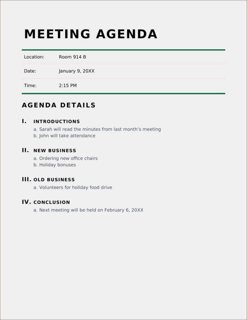 Classic meeting agenda Template in Word (.Docx File Download)