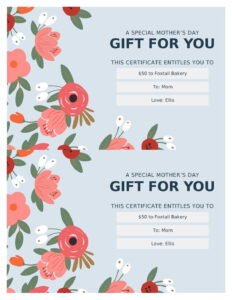 Elegant florals Mother's Day gift certificates Template In Word (.Docx File Download)