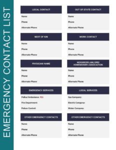 Emergency contact list Template In Word (.Docx File Download)