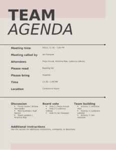 Headlines team agenda Template In Word (.Docx File Download)