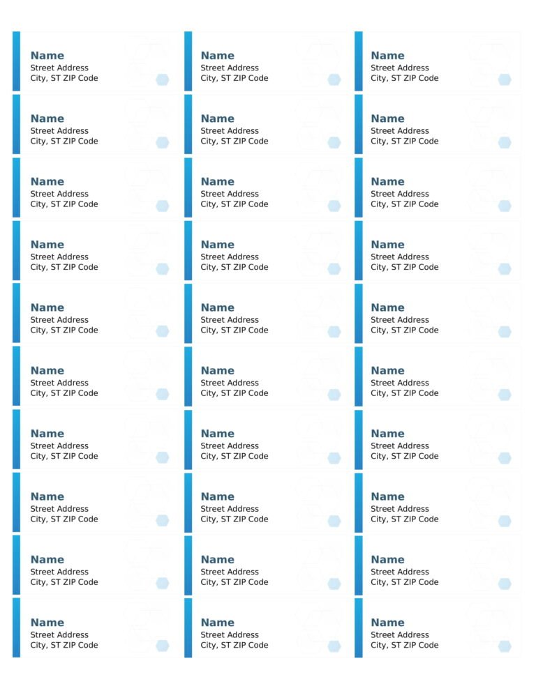 Hexagon Labels Template in Word (.docx File Download)