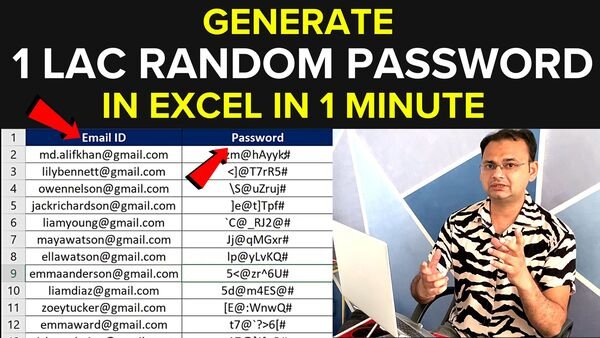How to generate 1Lac Random Password in 1 minute using excel