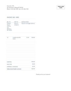 Invoice Timeless design Template In Word (.Docx File Download)