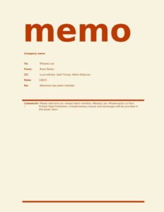 Modern memo simple design Template In Word (.Docx File Download)