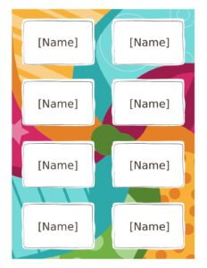 Name badges Bright design Template In Word (.Docx File Download)