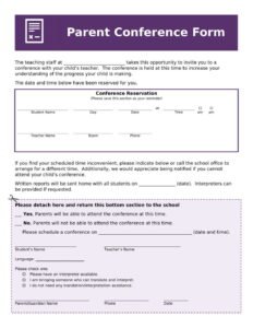 Parent conference form Template In Word (.Docx File Download)