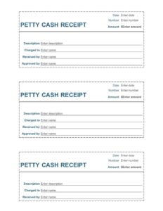 Petty cash receipt 3 per page Template In Word (.Docx File Download)