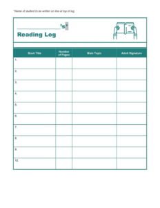Reading log Template In Word (.Docx File Download)