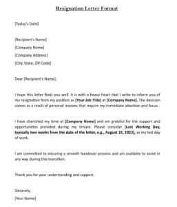 Resignation Letter To Manager (Download in Word)