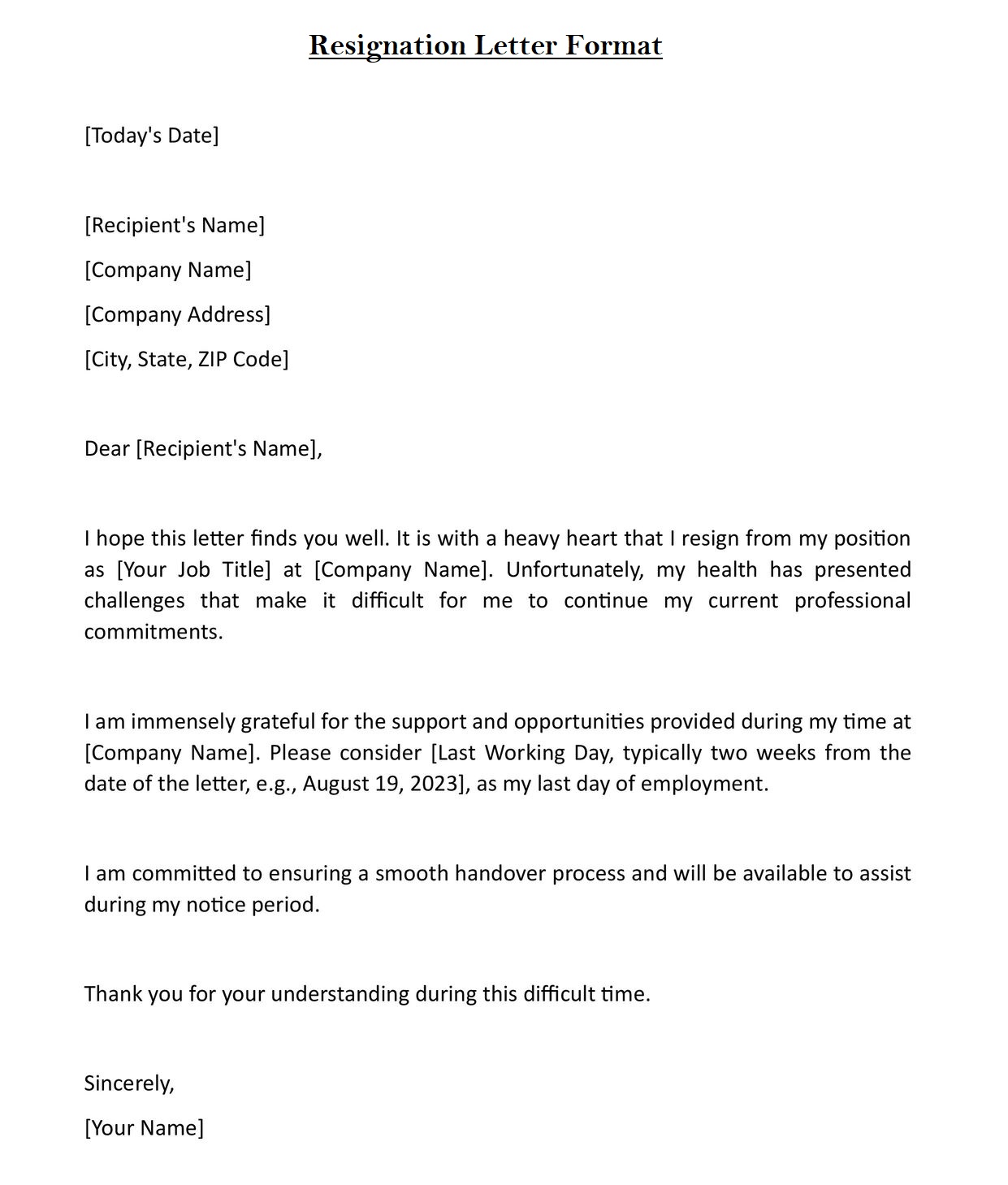 Simple Resignation Letter Format In Word Download 