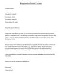 Resignation Letter Example (Download in Word)