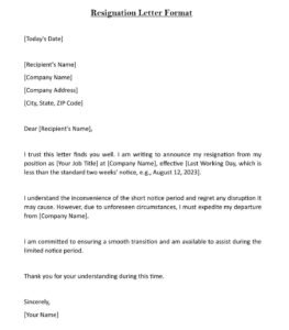 Resignation Letter Format For Employee (Download in Word)