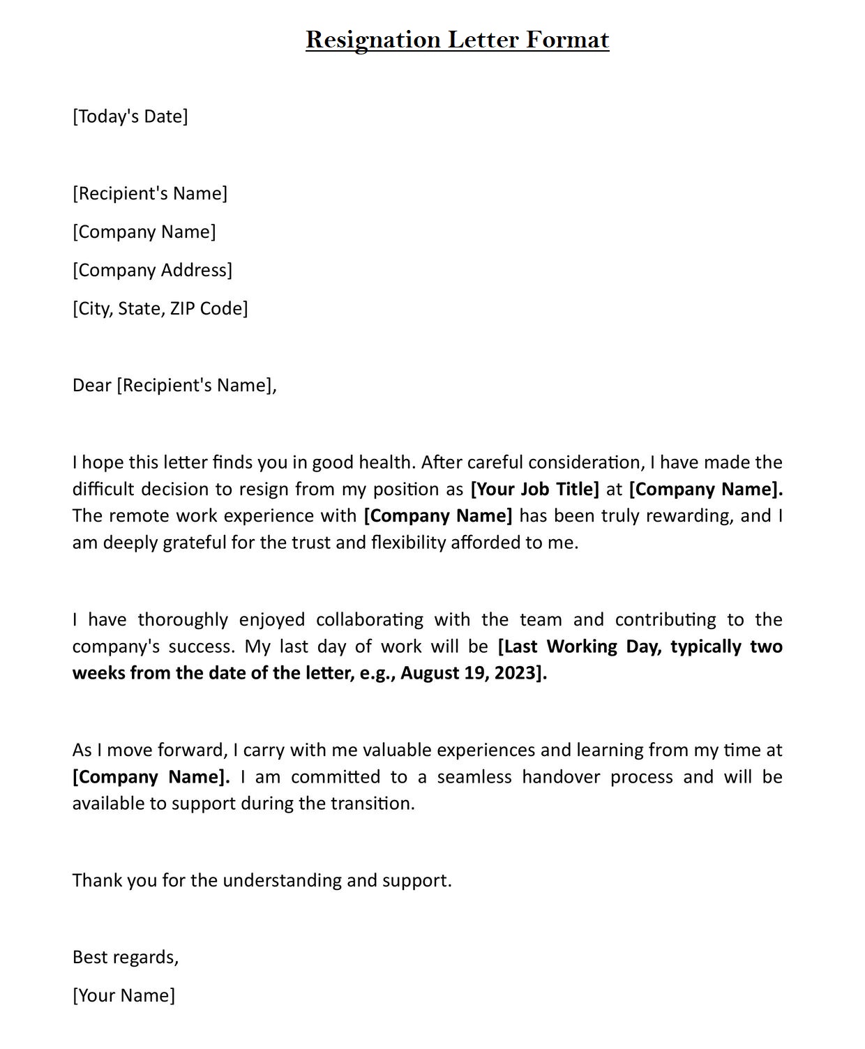 Resignation Letter Template Free Word - Infoupdate.org