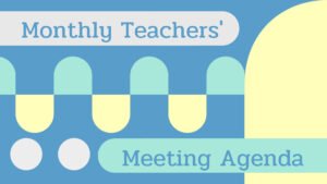 Blue Light Yellow and Gray Teachers' Meeting Agenda Presentation Template (.ppt File Download)