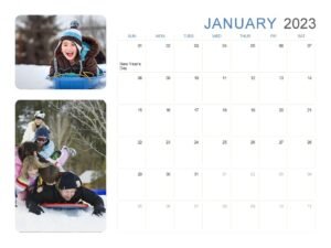All-year photo calendar Sun-Sat Presentation Powerpoint Template (.ppt File Download)