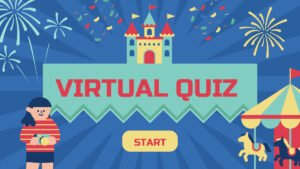 Blue Teal Red and Yellow Virtual Quiz Powerpoint Template (.ppt File Download)