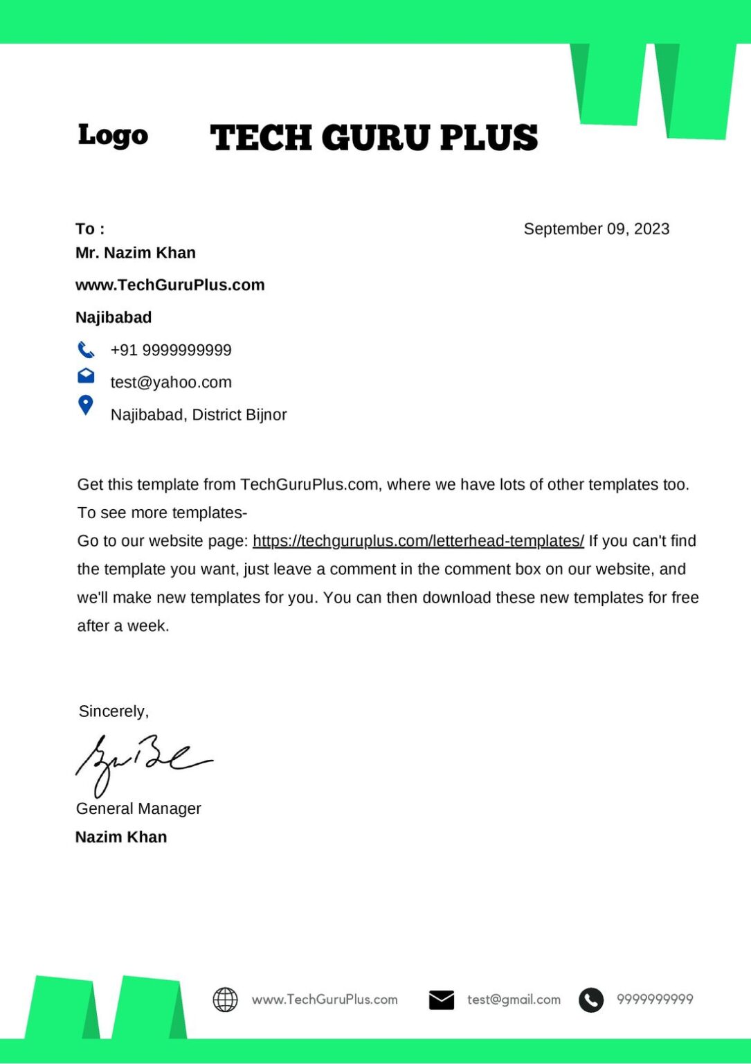 Company Letterhead Template Word Free Download (.docx)