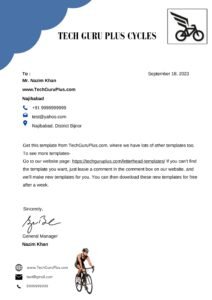 Cycle Company Letterhead Design Free Download (.docx)