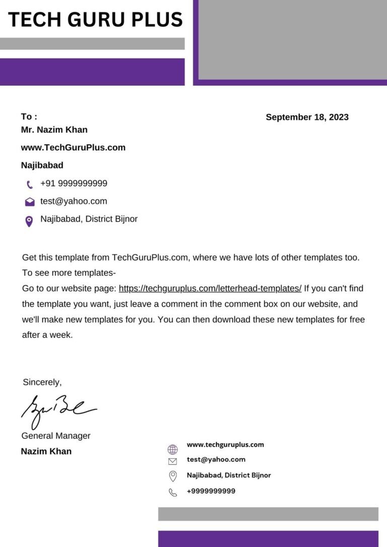 Editable Stylish Letterhead Format Excel Free Download (.docx Word & PDF)