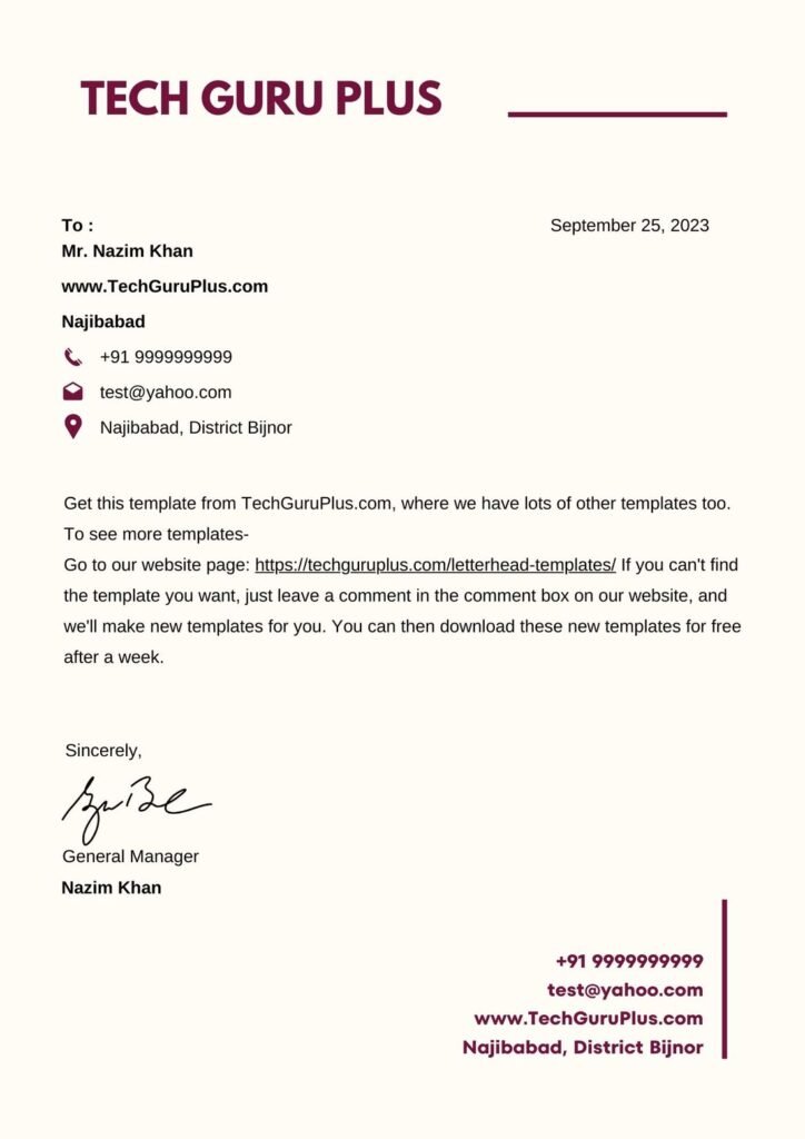 Modern Letterhead Samples (.docx Word & PDF File)