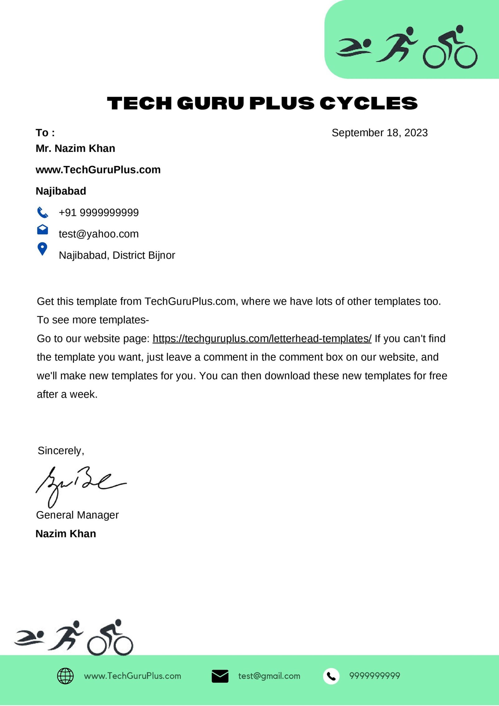Letterhead Design In Word for Cycle Company (.docx)