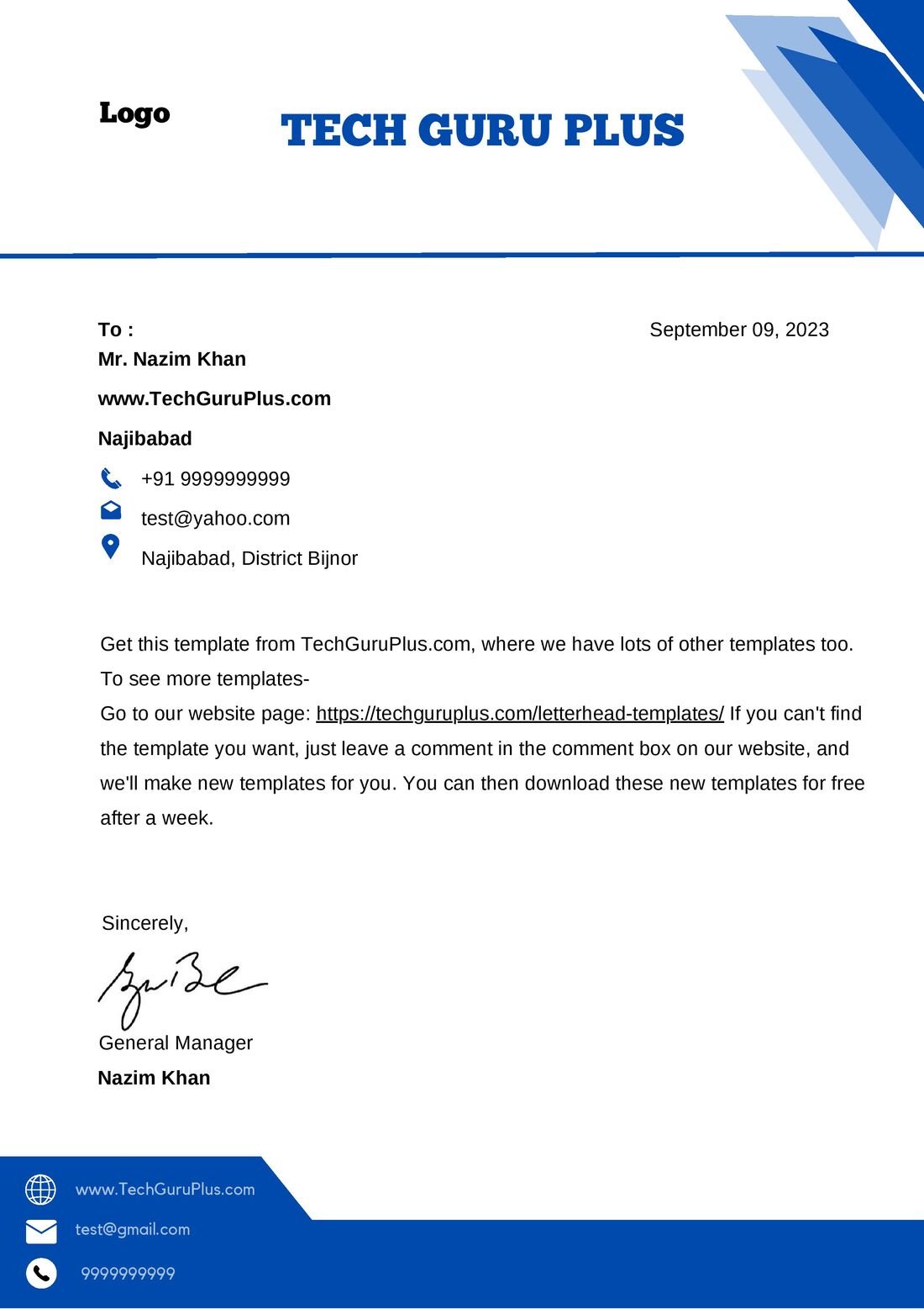 Letterhead Template Word Free Download in Pdf for Company(.docx)