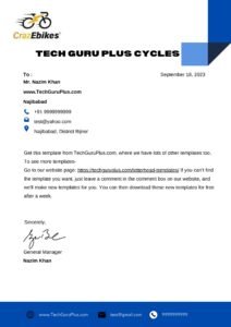 Letterhead Template for Cycle Company Free Download (.docx)