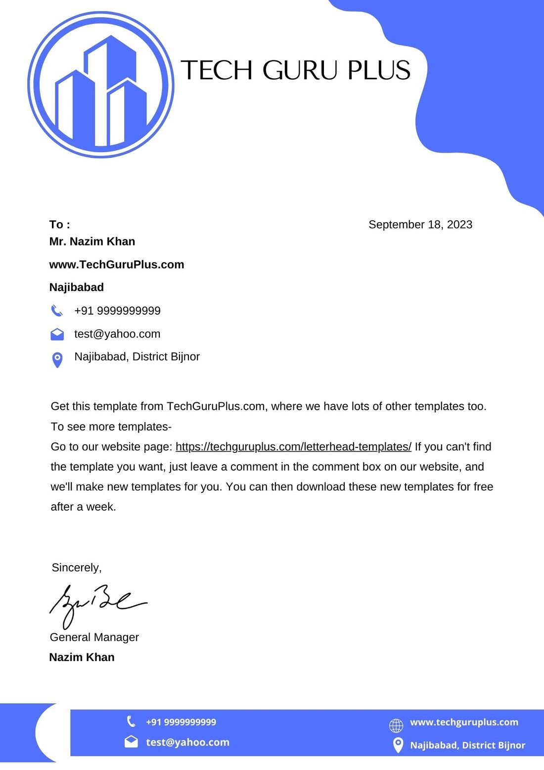 Simple Letterhead Format In Word Free Download (.docx)