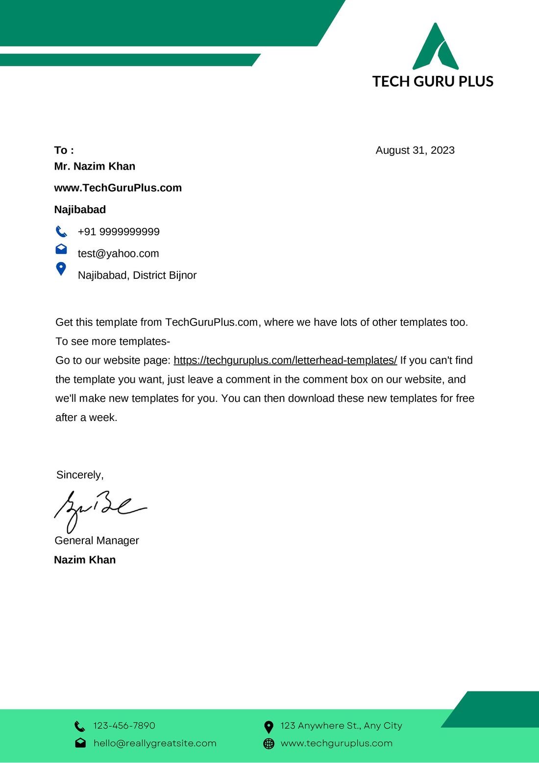 Simple Letterhead Template Word Free Download (.docx)