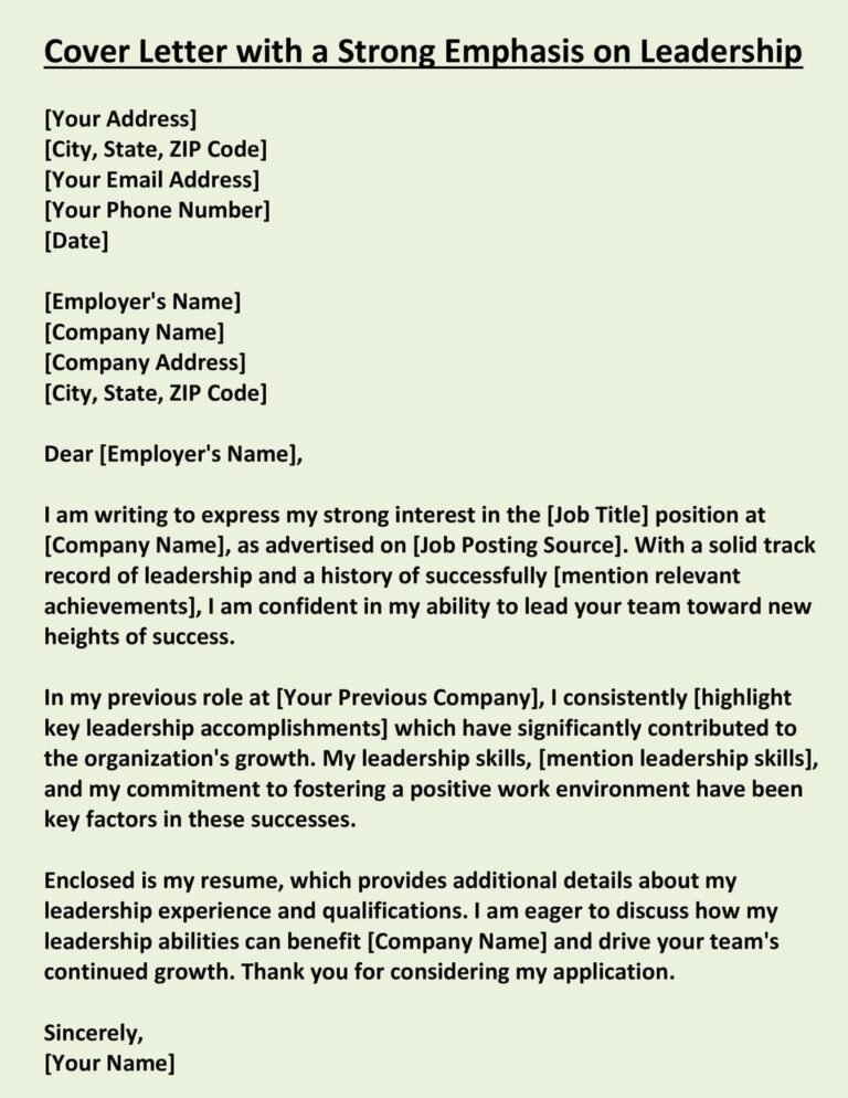 [5 Format] Cover Letter Samples for Job Application in Word Format