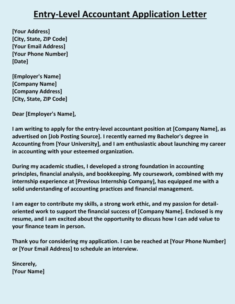 [5 Format] Job Application Letter for the Post of Accountant