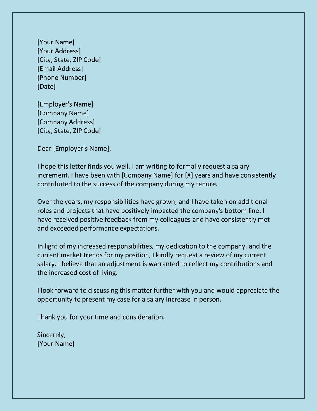 salary increase request letter sample