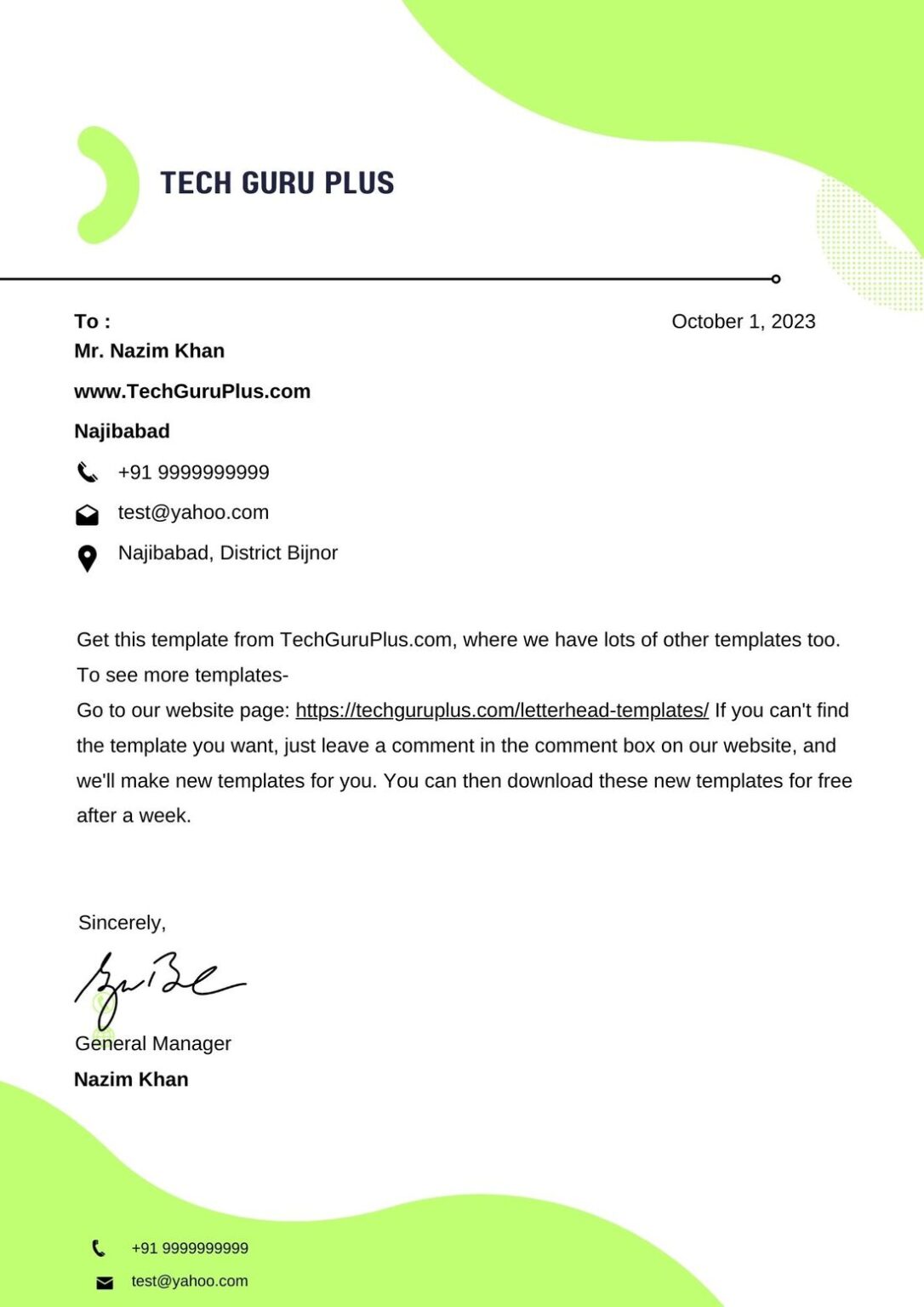 Latest A4 Letterhead Template Word Free Download (.docx)