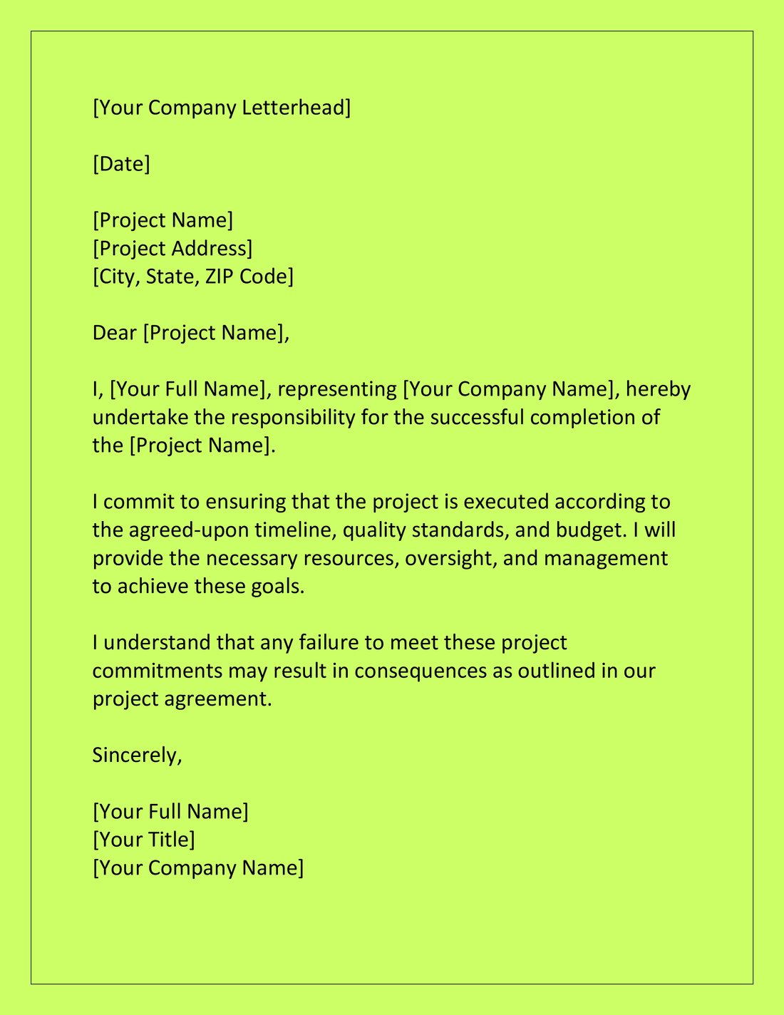 Project Undertaking Letter