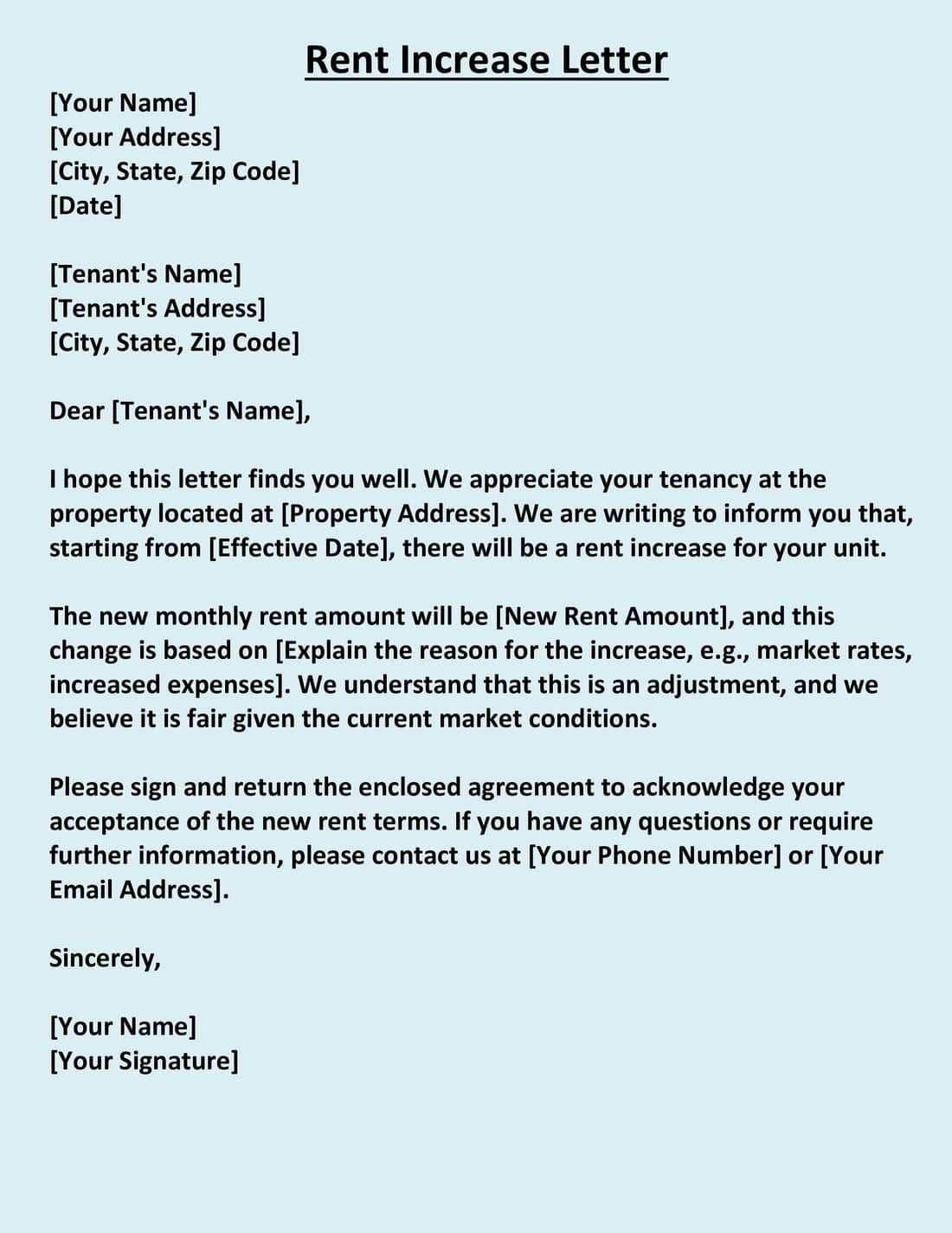 Rent Increase Letter