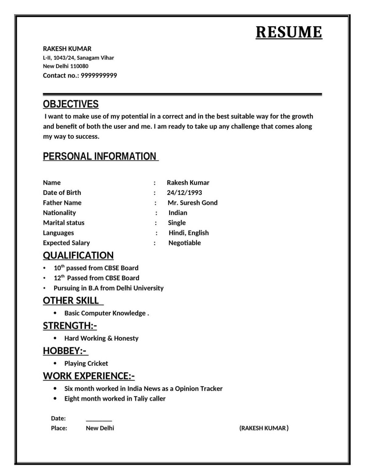 Field Worker Resume Samples Free Download In Word