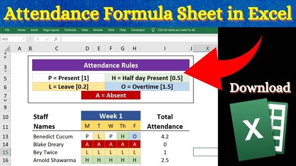 Attendance Formula Sheet in Excel