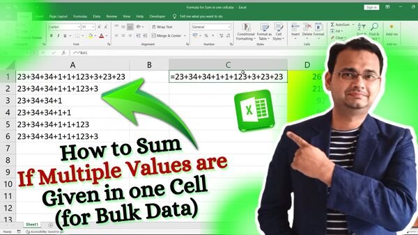 How to Sum values in Excel 🔹 if Multiple Values are given in 1 cell